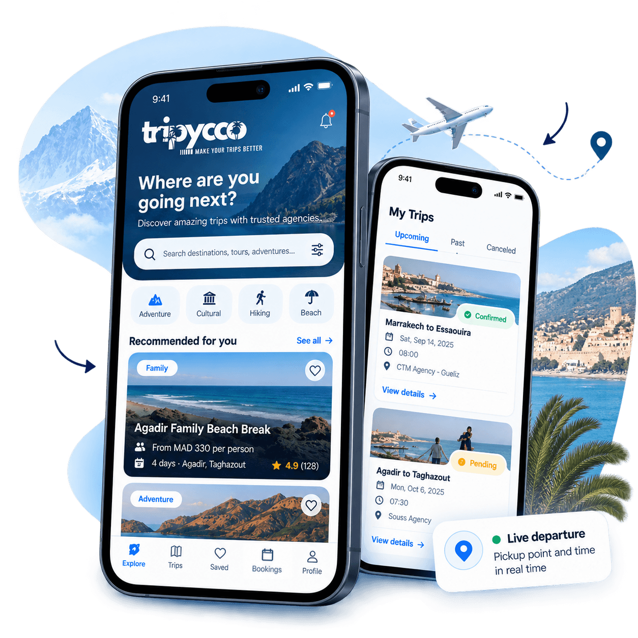 The Tripycco app showing recommended trips